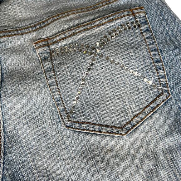 Vintage Cache Womens Capri Denim Jeans Sz 8 Rhinestone Bling Faded MidRise Mom - Picture 11 of 13